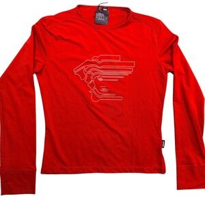 VTG Versace Sport Red Medusa Graphic‎ Long Sleeve Top Made in Italy Size Small